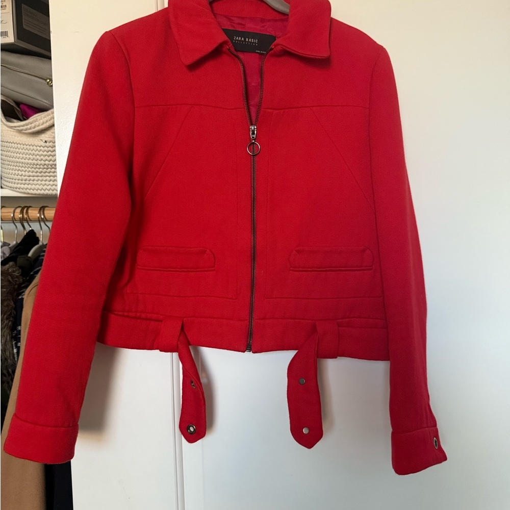 Zara Vibrant Red Utility Jacket